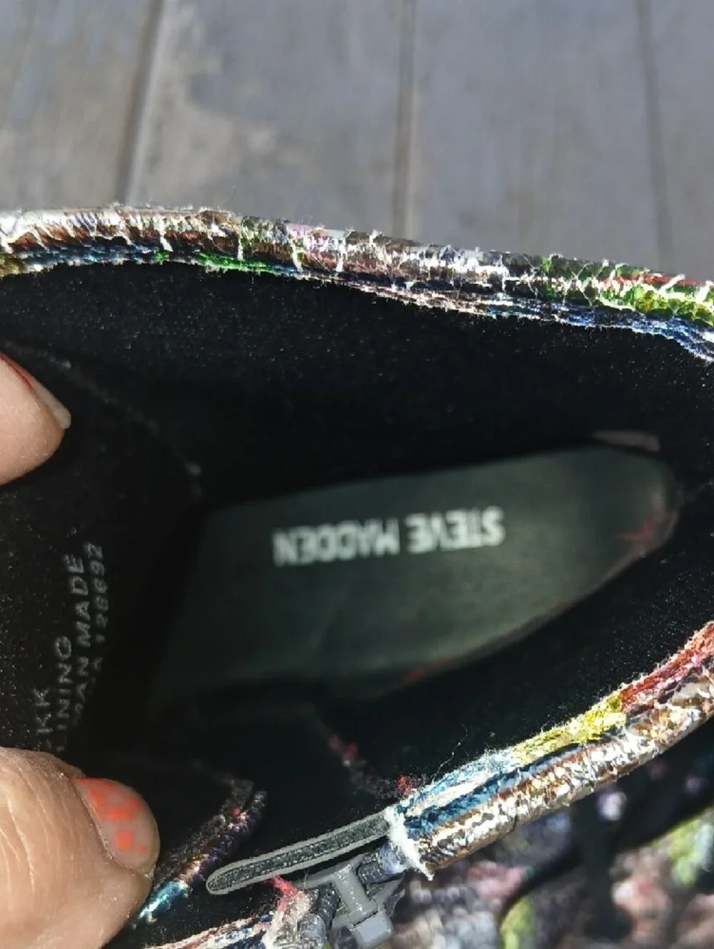Colorful Metallic Graphic Lace-Up Combat Boots